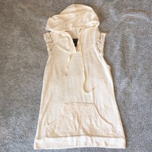 Cotton Cream Colored Vest Hoodie